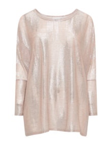 Zizzi Shimmer effect long sleeved top  Pink / Silver