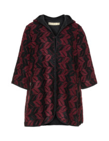 Isolde Roth A-line embroidered coat  Black / Bordeaux-Red