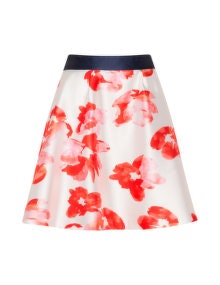 Studio 8 Floral A-line skirt  Cream / Red