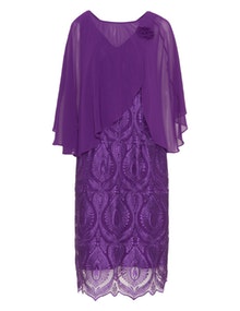 Kirsten Krog 2-in-1 lace and chiffon dress Purple