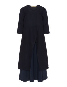 Isolde Roth Layered linen blend maxi dress Dark-Blue