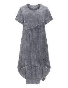 zedd plus Washed out effect woven fabric dress  Grey