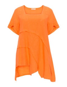 zedd plus Asymmetric linen tunic  Orange