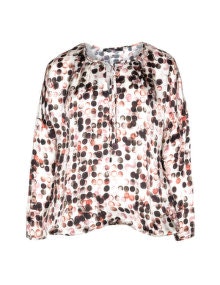 KS Selection Silk blend embellished printed blouse Cream / Bordeaux-Red