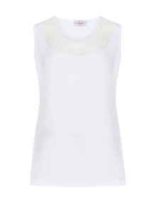 Peter Luft Sleeveless lace trim top White