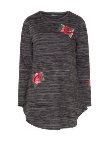 seeyou Rose embroidered jersey top Black / Red
