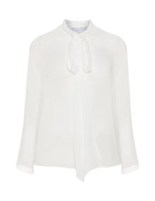 Hayley Hasselhoff for Elvi Semi-sheer pussybow blouse  White