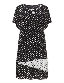Idea Piu Embellished asymmetric crêpe dress Black / White