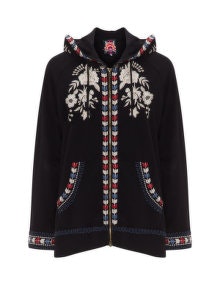 Johnny Was Embroidered hooded sweatshirt Black / Multicolour