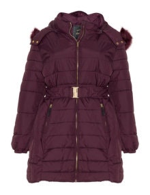 Mat Quilted hooded jacket Berry-Purple