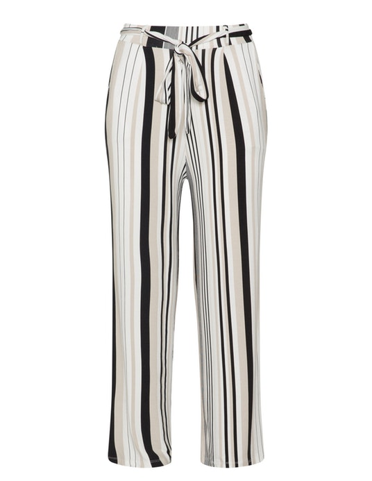 Capsule by Simply Be Belted stripe print trousers  Black / Grey