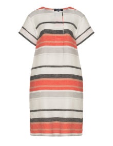 navabi Cotton and linen blend striped dress Orange / Multicolour