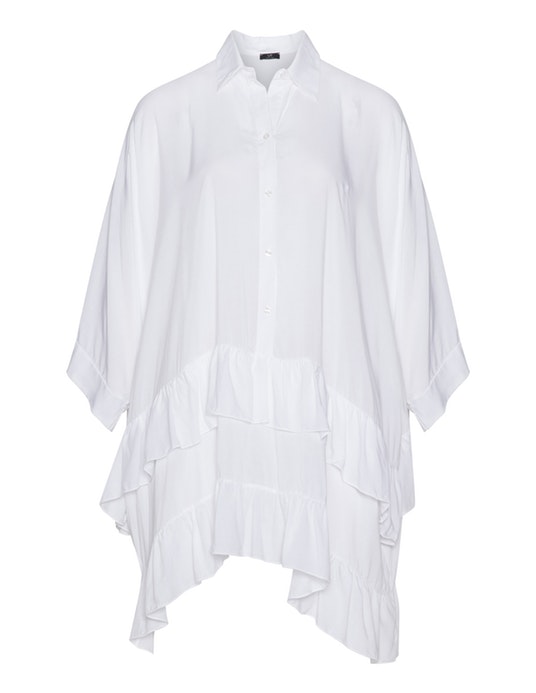 Vento Maro Oversized ruffle hem shirt White
