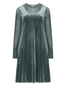 Zhenzi - Sheer sleeve velvet dress 