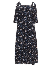 Aglae meets navabi Floral off-the-shoulder maxi dress Black / Blue