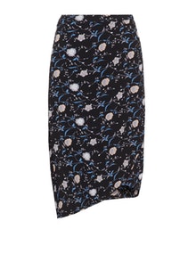 Aglae meets navabi Floral print wrap skirt Black / Blue