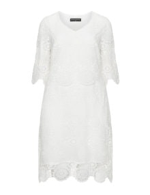 Manon Baptiste V-neck lace dress Ivory-White