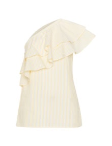 Manon Baptiste Striped one shoulder top Yellow / White