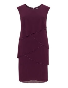 Gina Bacconi Chiffon dress and shawl Berry-Purple