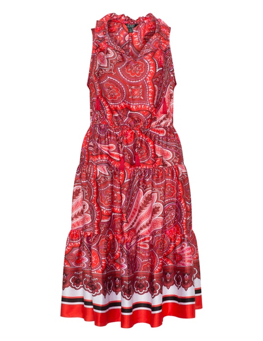 Lauren Ralph Lauren Woman Printed satin maxi dress Red / Multicolour
