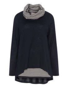 Isolde Roth 2-in-1 jumper and scarf Dark-Blue / Sand