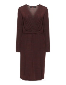 Sallie Sahne Wrap effect dress  Bordeaux-Red / Grey