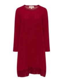 Isolde Roth Dotted fine knit jumper dress Bordeaux-Red