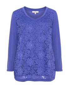 Jean Marc Philippe Lace panel long sleeve top Purple