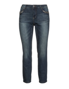Zizzi Identity Sequin embellished slim fit jeans Dark-Blue