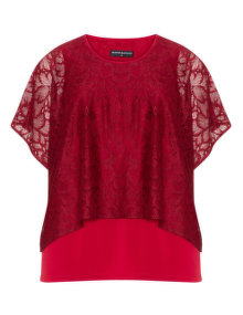Manon Baptiste Layered lace top Bordeaux-Red