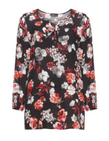 seeyou Floral long sleeve tunic Black / Red