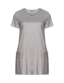 Yoona V-neck linen blend top Grey
