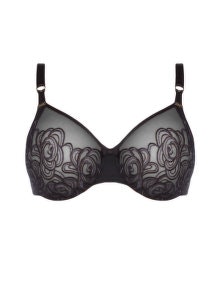 Chantelle Barocco full coverage moulded bra Black / Smoky-Blue