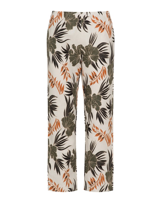 Isolde Roth Printed linen-cotton trousers Ivory-White / Beige