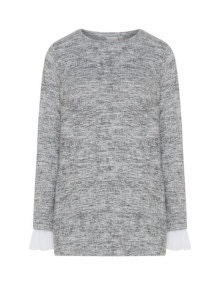 Junarose Mottled chiffon ruffle sweater  Grey