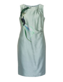 KS Selection Floral print satin dress Mint / Dark-Green