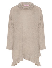 Velvet Pop Long ruffle hem top Beige / Mottled