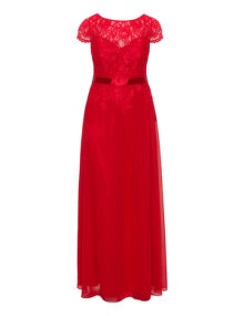 Weise Lace detail evening dress Red