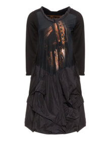 La Mouette Cotton dress with a ruffled skirt Black / Orange