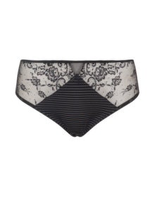 Ashley Graham Striped lace knickers Black