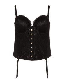 Ashley Graham Lace suspender corset bra Black