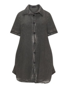 Kekoo Cotton and linen A-line shirt Anthracite