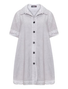 Kekoo Cotton and linen A-line shirt Grey