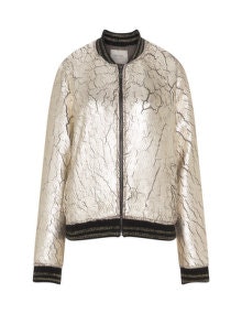 Open End Metallic faux fur lined bomber jacket Gold / Grey