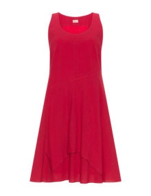Heart Layered linen-blend dress  Red