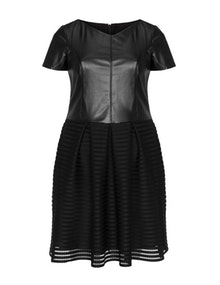 Apart A-line faux leather mesh dress Black