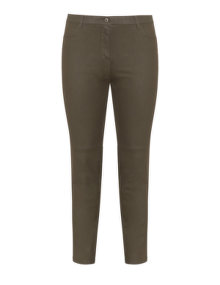 Samoon Coated straight fit trousers Khaki-Green