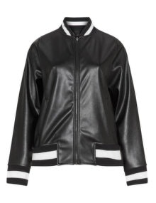 Yoek Faux leather bomber jacket Black / White