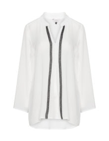 annalisa Lace detail crêpe blouse Cream / Black