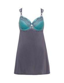 Ashley Graham Cut out detail lace negligee Turquoise / Grey